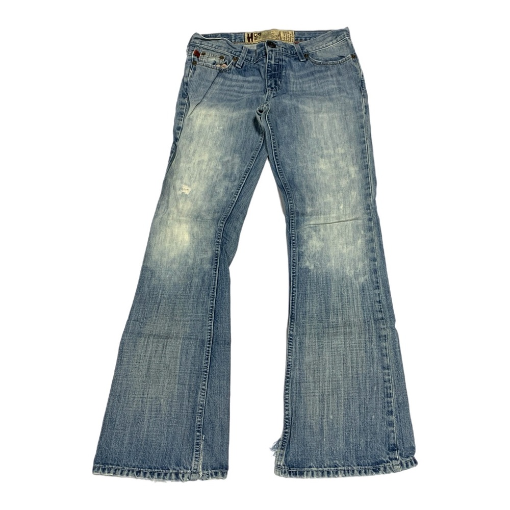 Hollister Flare Medium Wash Jeans 7R Distressed‎ 7X33 0683 Wide Leg
